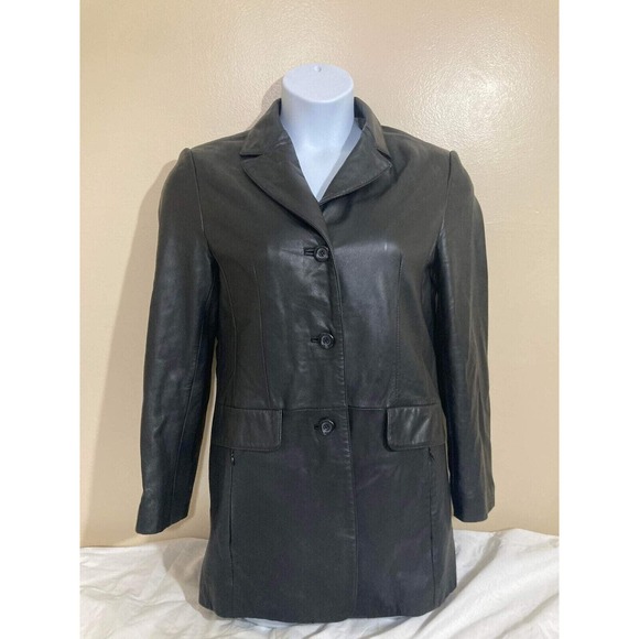 Womens Leather Jacket Medium 37" Black Fleet Street Mint - Picture 1 of 14